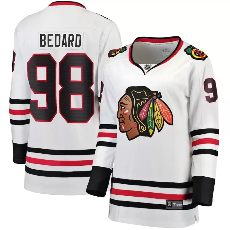 White Connor Bedard Jersey for Women in Plus Sizes up to 4X